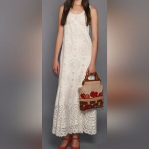 ✨HP✨Anna Sui Boho Cream Lace Sleeveless Maxi Dress Size 6